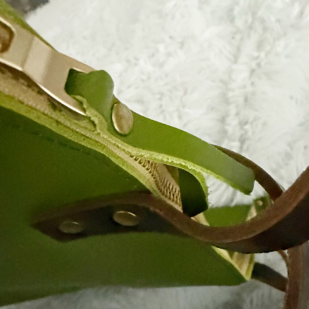 PORTLAND LEATHER | Super Unicorn Green Apple Zipper Dark Brown Handles | Medium - Picture 7 of 10